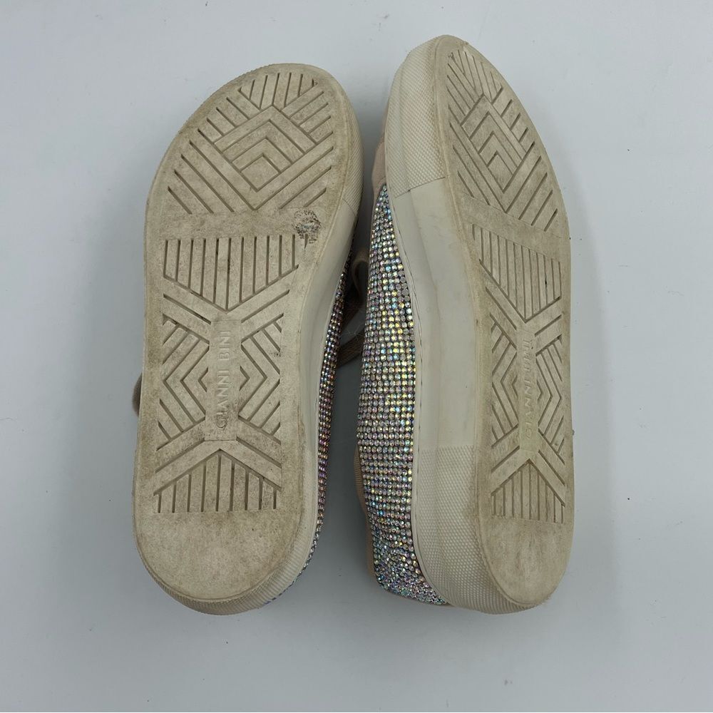 Gianni Bini Zennaa Rhinestone Embellished Blush Pink Suede Lace Up Sneakers - Picture 5 of 5